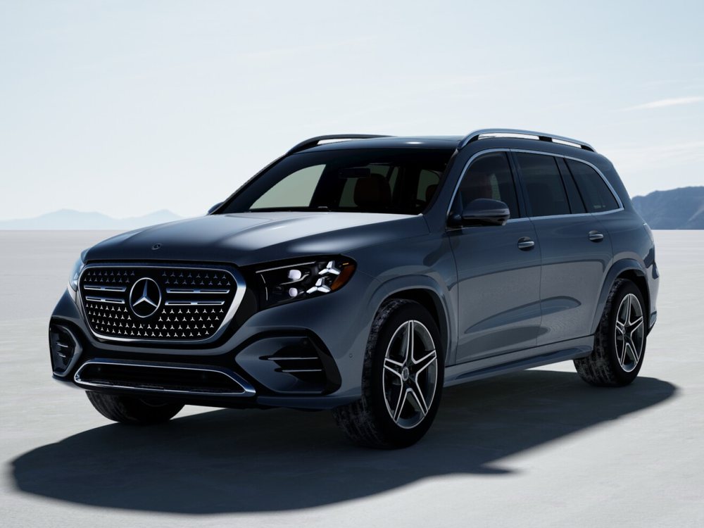 2027 GLS 450 4MATIC SUV, Cirrus Silver, from our inventory (stock VB751695). Optional equipment shown.