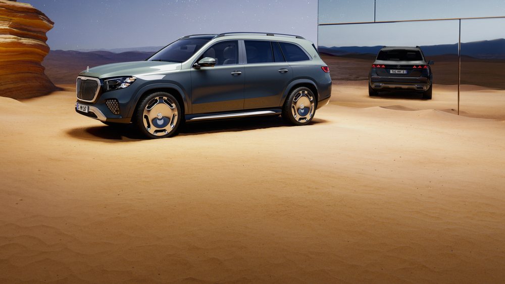 Mercedes-Maybach GLS, front three-quarter view (MB portal photo). Optional equipment shown.